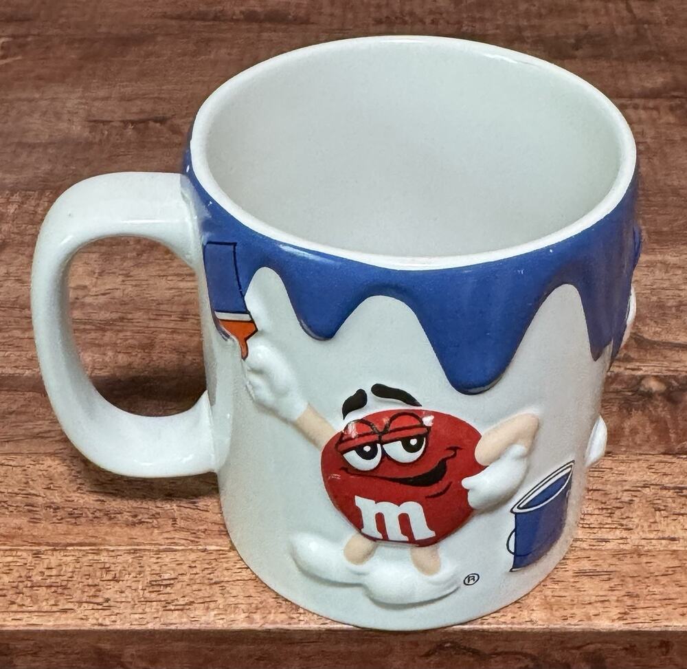 Mars Inc LARGE 16oz M&M 3D Ceramic Character Mug White~M&Ms Painting